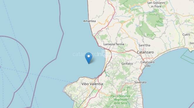 Terremoto costa calabra occidentale