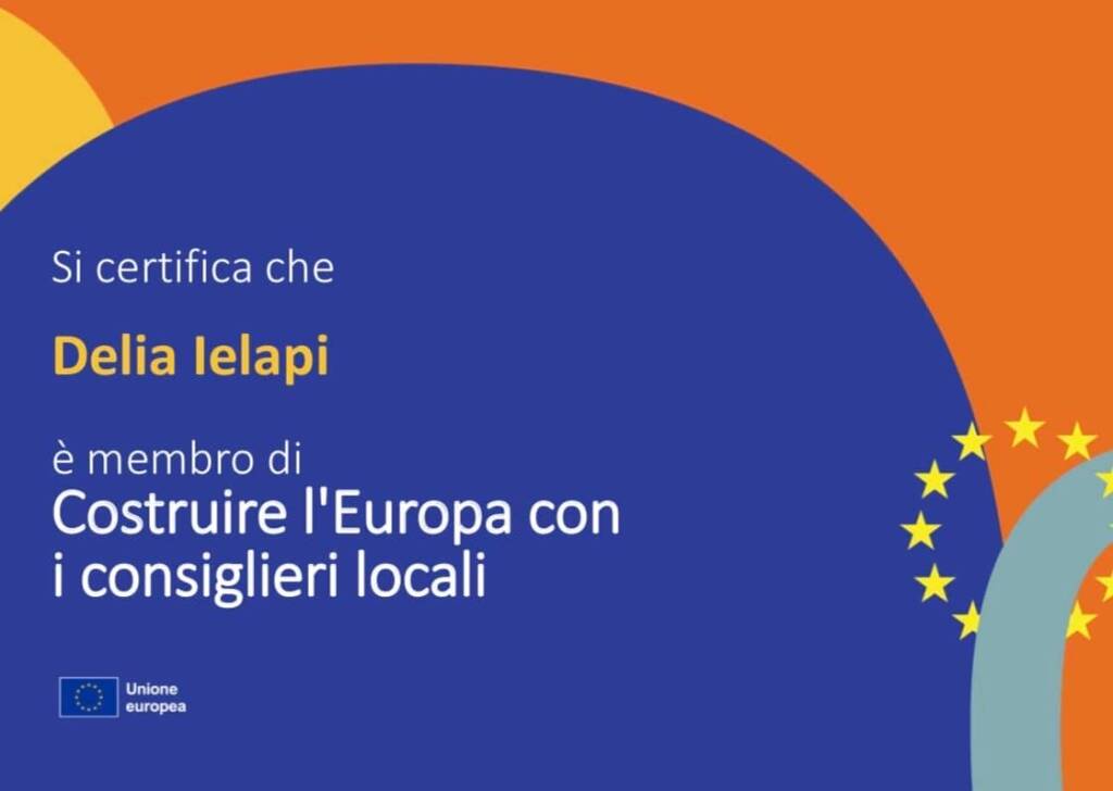 Certificazione Delia Ielapi in Costruire Europa consiglieri locali